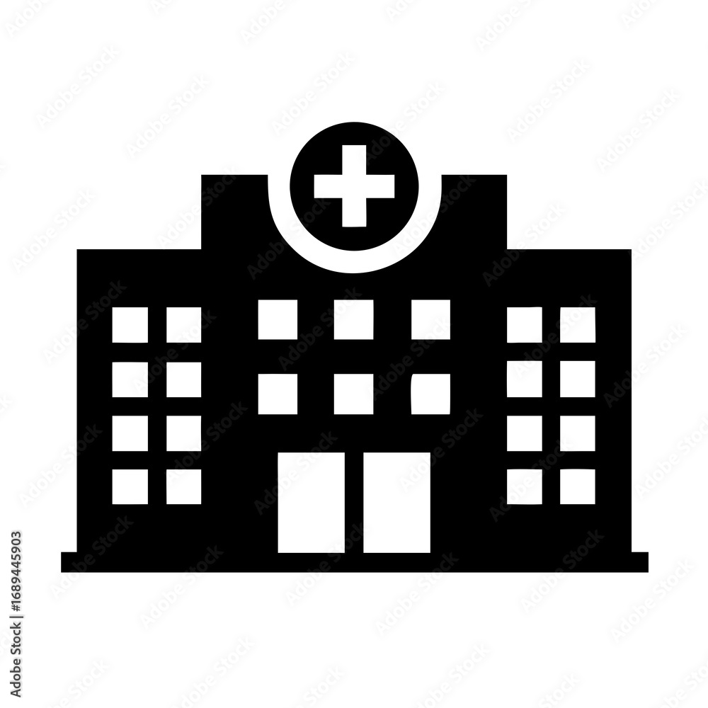 Obraz premium black silhouette of a hospital with a sign
