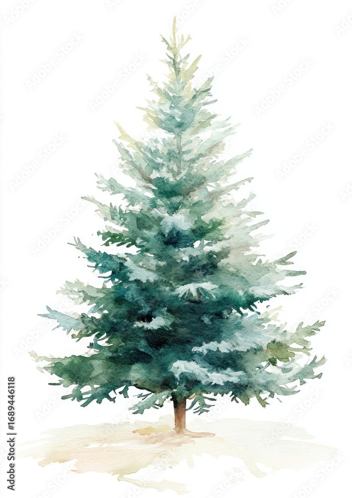 Fototapeta premium Watercolor evergreen tree illustration