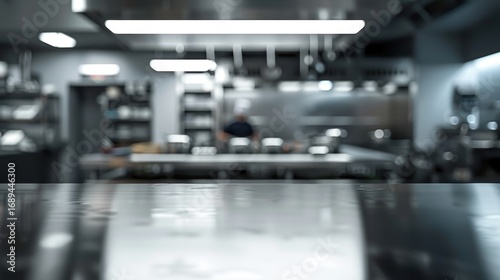 Blurred modern commercial kitchen interior