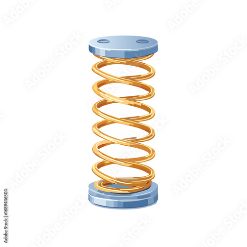Metallic Coil Spring Illustration Suspended on a Black Backdrop for Engineering Applications