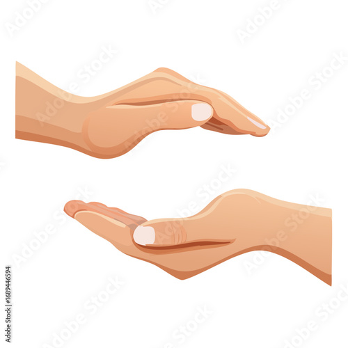 Hands holding protecting safeguarding providing care vector illustration art