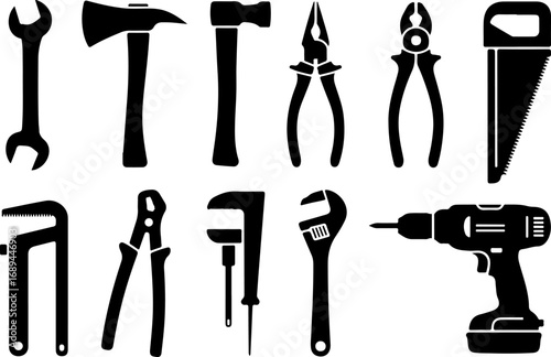 Hand and Power Tools Silhouettes Vector Graphic Bundle – Essential Workshop and Repair Icons