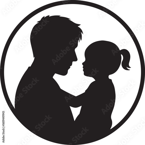 Father and Daughter Silhouette Family Love Vector Art & Logo Design