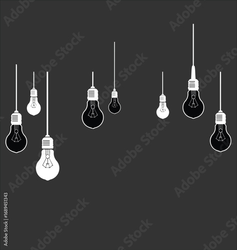 Light Bulb Garland on Gray Background Innovative Thinking Concept for Presentations and Design Projects with Creative Idea Representation