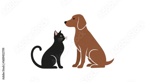 Minimalist Dog and Cat Icons | Simple Pet Vector Illustrations Set