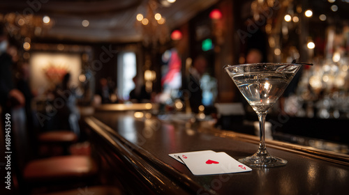 Ace of Hearts with Cocktail at Gambling Bar