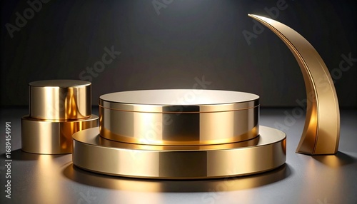 Create a minimalist luxury product display scene with soft textures, warm lighting, and elegant geometric contrast.