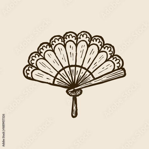 Hand Drawn Lace fan Wedding Illustration Collection