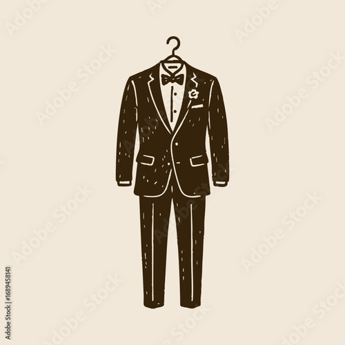 Hand Drawn Groomsmen Suit Wedding Illustration Collection