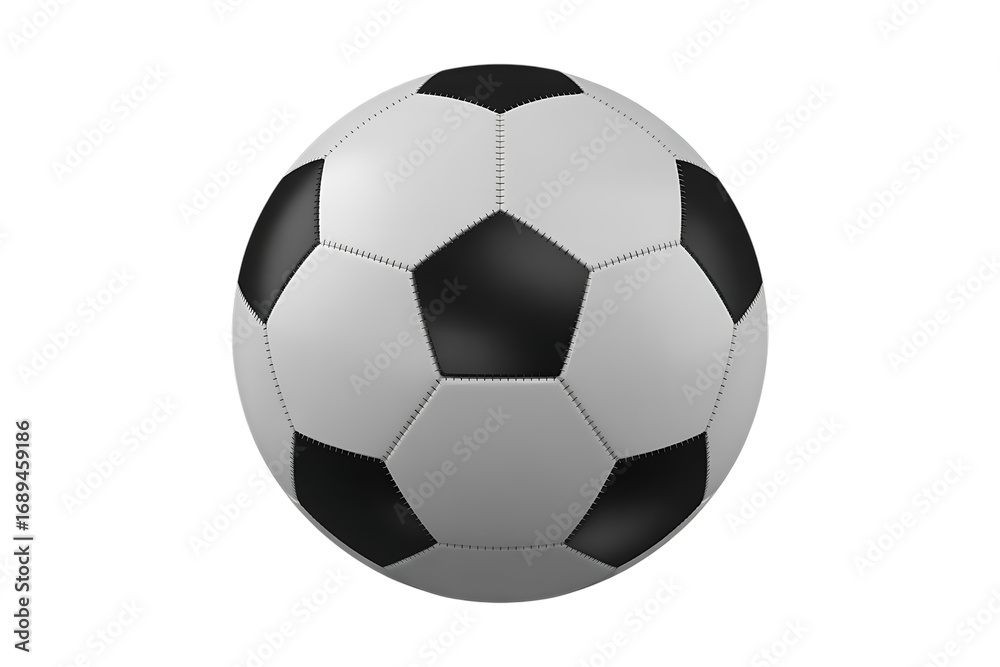 Obraz premium Close-up View of a Classic Black and White Soccer Ball Against a Dark Background