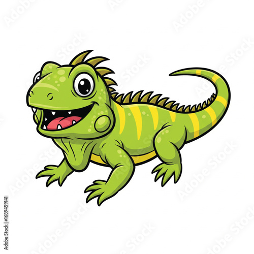 green iguana vector illustration on white background