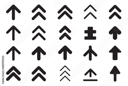 modern minimal arrow icon set vector user interface navigation control button flat simple glyph arrowhead silhouette