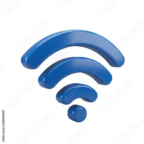 Blue 3d wi fi signal icon isolated on transparent background