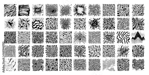 Big set of hand drawn abstract textures and seamless patterns