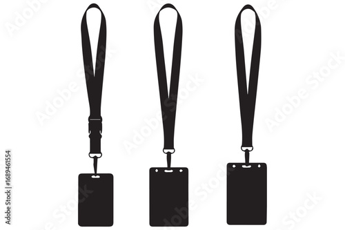 Photo of three black lanyards with blank id card holders