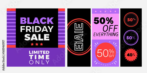 Black friday sale limited time offer with 50 percent off everything and 40 percent off deals