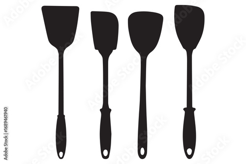 Photo of set of four black spatulas
