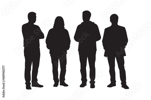 Photo of four people silhouettes standing together