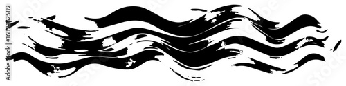 Abstract grunge wave banner made with rough ink brush strokes