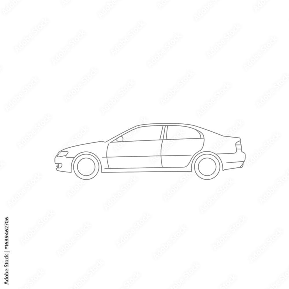 Obraz premium Line Drawing of a Sedan Car on White Background
