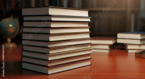 Tumpukan Buku di Meja, Stack of Books on Table