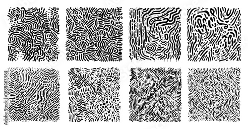 Set of abstract hand drawn organic turing patterns for backgrounds