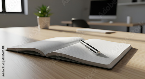 Wallpaper Mural Ruang Kerja Minimalis dengan Buku Catatan, Minimalist Workspace with Notebook Torontodigital.ca