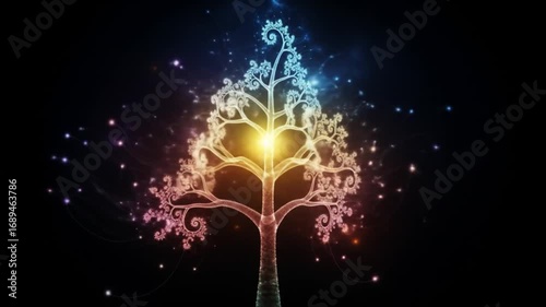 Glowing Fractal Tree of Life, Digital Art Wallpaper, September 2025