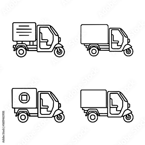Delivery Van and Truck Outline Illustrations