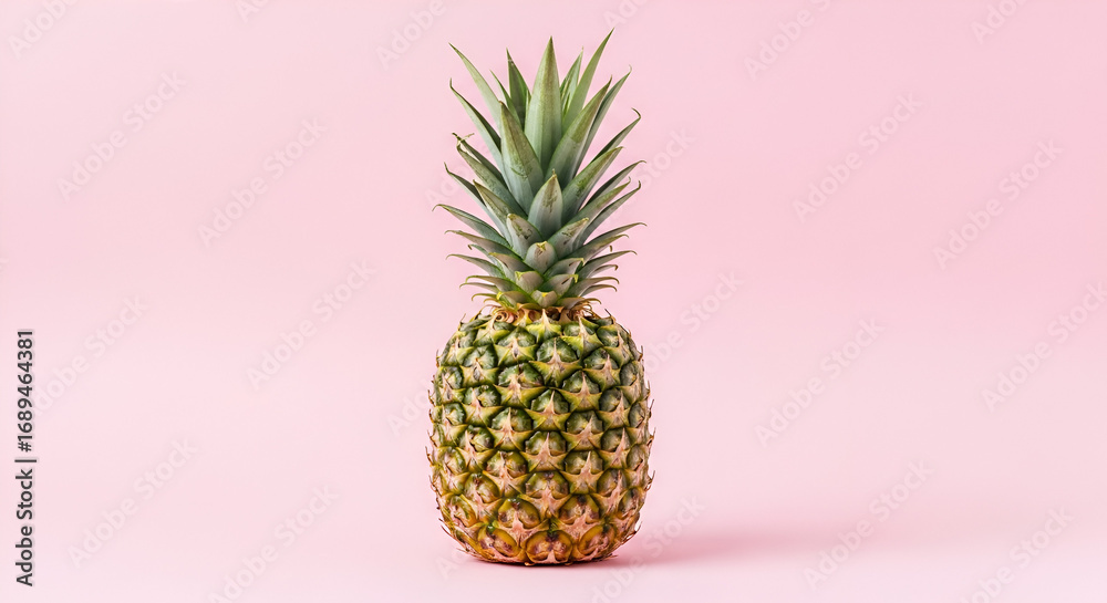 Fototapeta premium Nanas di Latar Pink, Pineapple on Pink Background