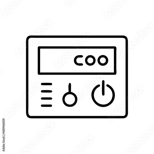 Thermostat control panel in minimalist black and white design  