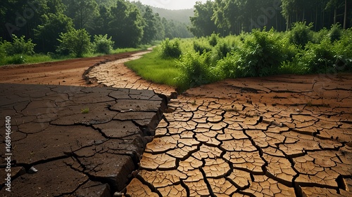 Dry cracked earth. Global warming, climate change and global warming concept