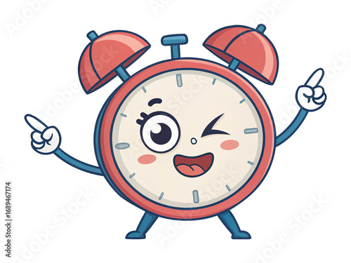 Alarm clock clip art isolated on transparent background.