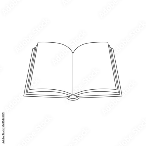 Open Book Illustration with Line Art Style