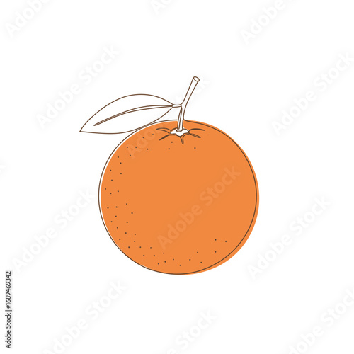 Orange Fruit Illustration with Leaf