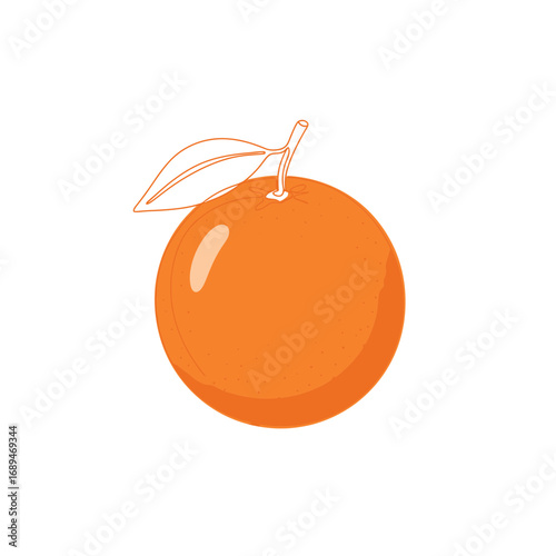Orange Fruit with Leaf Illustration