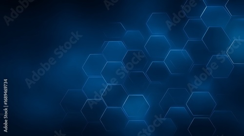 Glowing blue hexagonal grid pattern with subtle gradient on a dark background