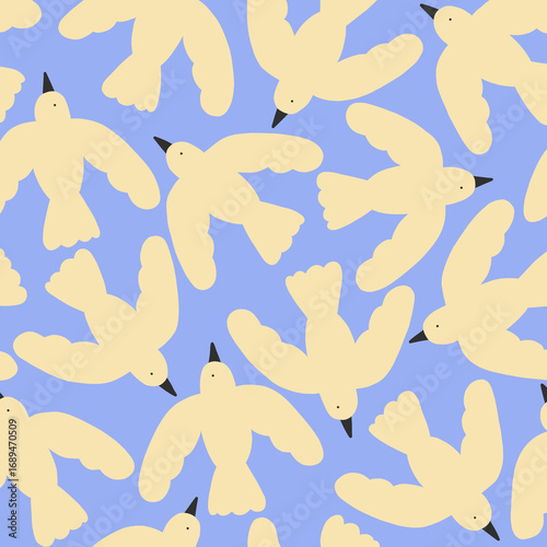 seamless pattern with feathers, hand drawing birds illustration