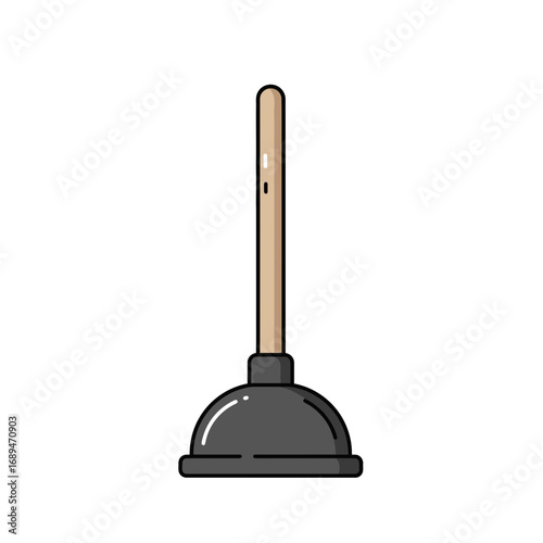 Plunger with Wooden Handle on White Background