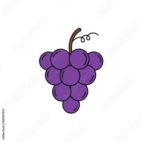 Purple Grapes Illustration on White Background