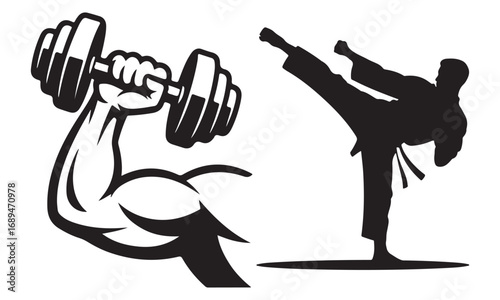 Bodybuilding and Fitness Vector Silhouettes Collection
