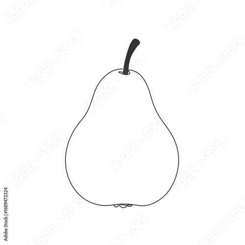 Simple Line Drawing of a Pear