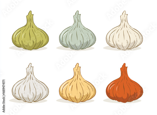 set of garlic bulbs isolated