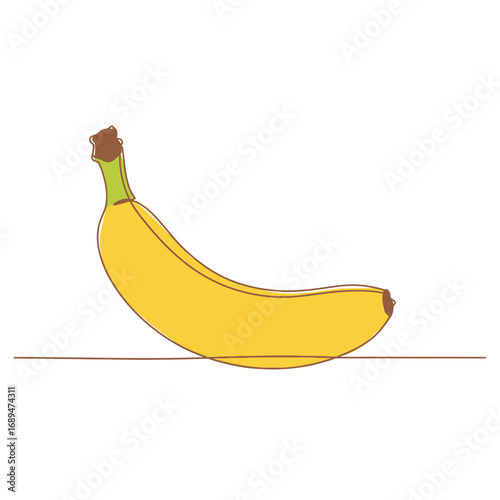 Single Ripe Yellow Banana on White Background