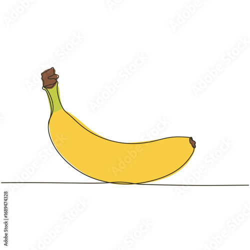 Single Ripe Yellow Banana on White Background