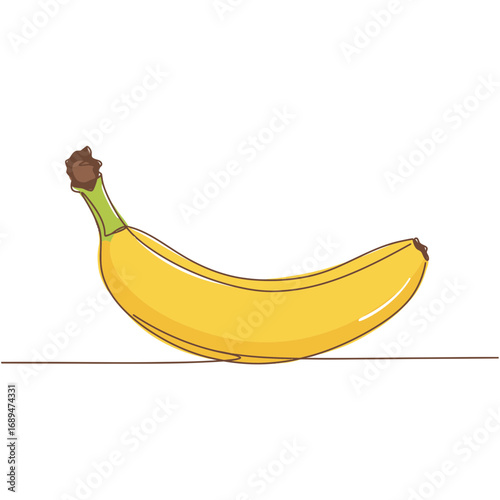 Single Ripe Yellow Banana on White Background