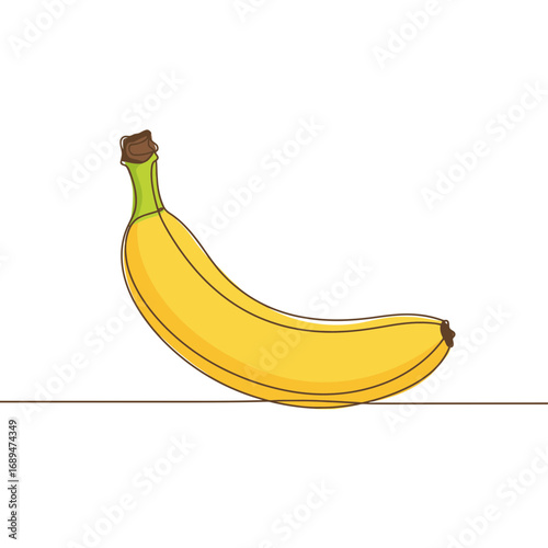 Single Yellow Banana Illustration on White Background