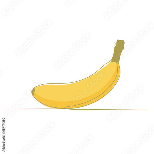 Single Yellow Banana on White Background
