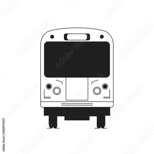 Subway Train Front View Monochrome Illustration