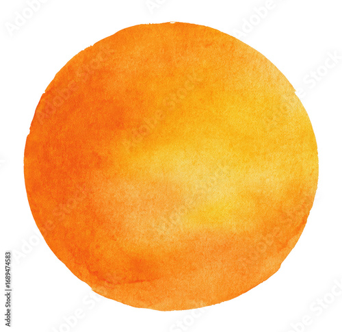 Warm, vibrant orange circle, watercolor style